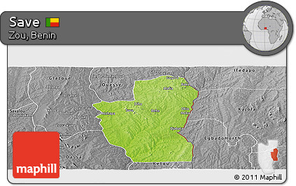 Physical Panoramic Map of Save, desaturated