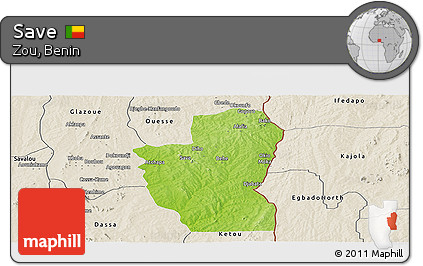 Physical Panoramic Map of Save, shaded relief outside