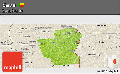 Physical Panoramic Map of Save, shaded relief outside