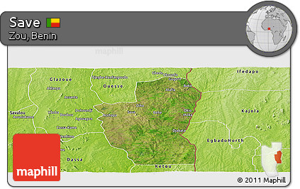 Satellite Panoramic Map of Save, physical outside