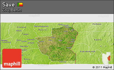 Satellite Panoramic Map of Save, physical outside