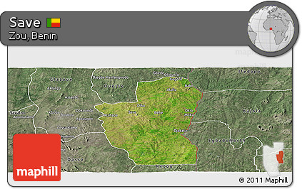 Satellite Panoramic Map of Save, semi-desaturated