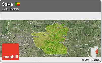Satellite Panoramic Map of Save, semi-desaturated
