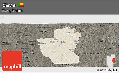 Shaded Relief Panoramic Map of Save, darken
