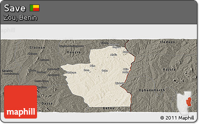 Shaded Relief Panoramic Map of Save, darken
