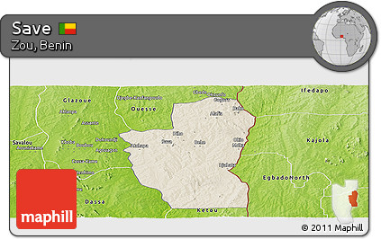 Shaded Relief Panoramic Map of Save, physical outside