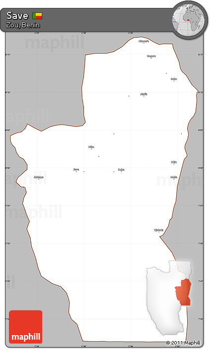 Gray Simple Map of Save, cropped outside