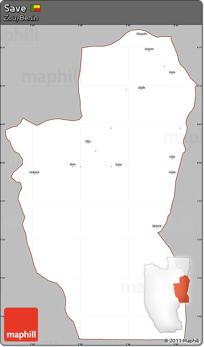 Gray Simple Map of Save, cropped outside