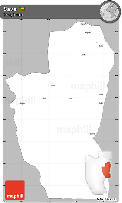 Gray Simple Map of Save, single color outside