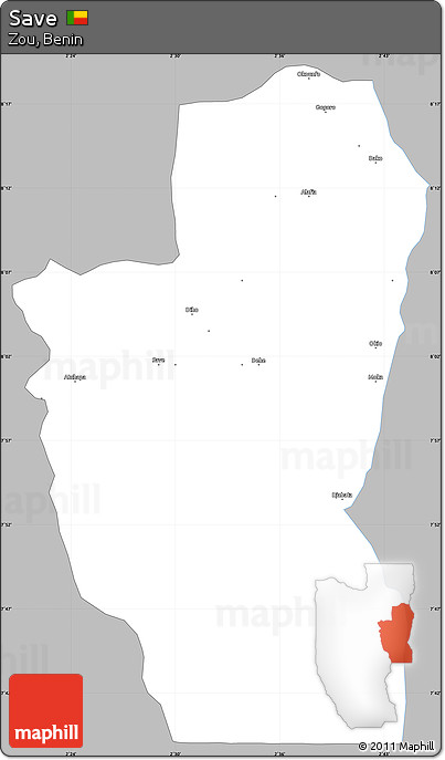 Gray Simple Map of Save, single color outside