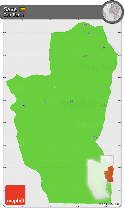 Political Simple Map of Save, single color outside