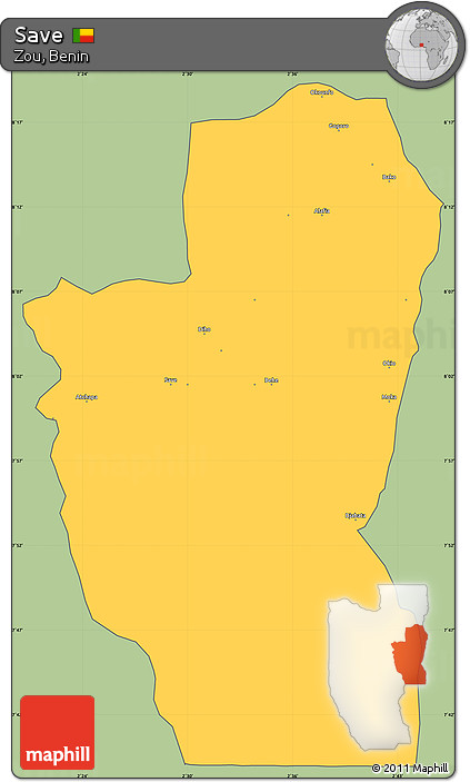 Savanna Style Simple Map of Save, cropped outside