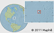 Political Location Map of Bermuda, savanna style outside, hill shading