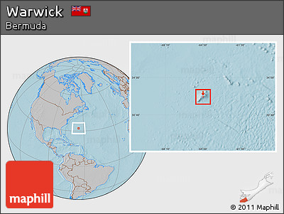 Gray Location Map of Warwick, hill shading