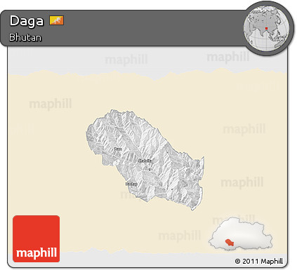 Classic Style 3D Map of Daga, single color outside