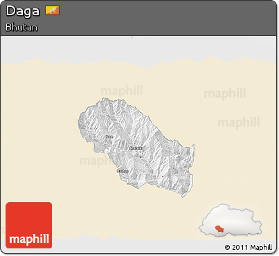 Classic Style 3D Map of Daga, single color outside