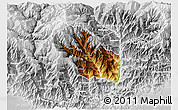 Physical 3D Map of Daga, lighten, desaturated