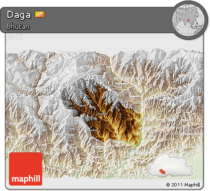 Physical 3D Map of Daga, lighten