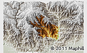 Physical 3D Map of Daga, lighten, semi-desaturated