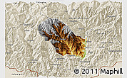 Physical 3D Map of Daga, shaded relief outside