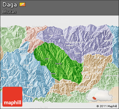 Political 3D Map of Daga, lighten