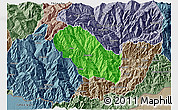 Political 3D Map of Daga, semi-desaturated