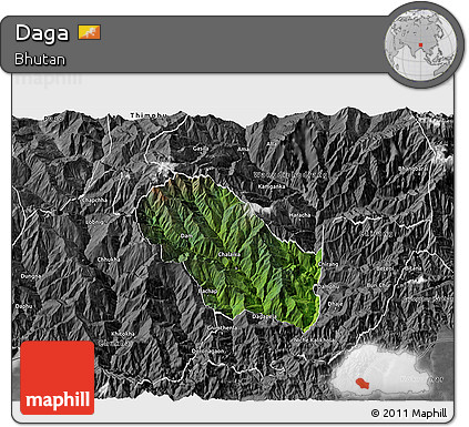 Satellite 3D Map of Daga, desaturated