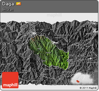 Satellite 3D Map of Daga, desaturated