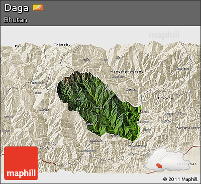 Satellite 3D Map of Daga, shaded relief outside