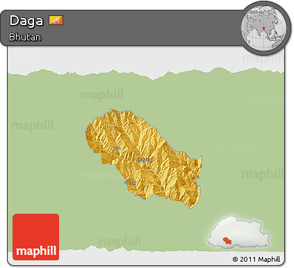 Savanna Style 3D Map of Daga, single color outside