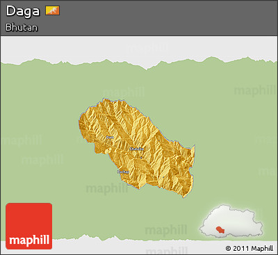 Savanna Style 3D Map of Daga, single color outside