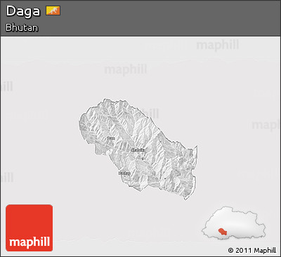 Silver Style 3D Map of Daga, single color outside