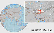 Gray Location Map of Daga, highlighted country, hill shading