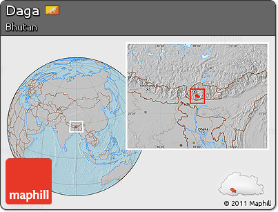 Gray Location Map of Daga, hill shading