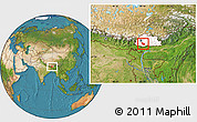 Satellite Location Map of Daga, highlighted country