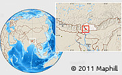 Shaded Relief Location Map of Daga, highlighted country, within the entire country