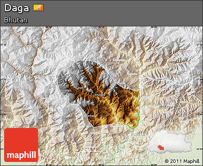 Physical Map of Daga, lighten
