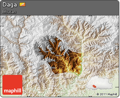 Physical Map of Daga, lighten