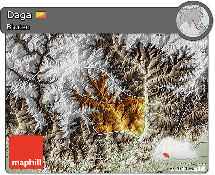 Physical Map of Daga, semi-desaturated