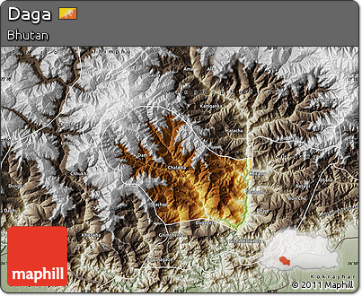 Physical Map of Daga, semi-desaturated