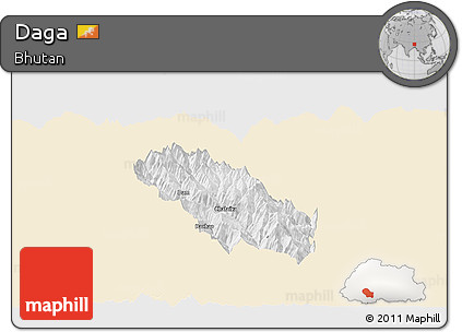 Classic Style Panoramic Map of Daga, single color outside