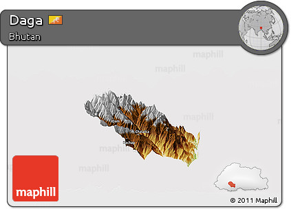 Physical Panoramic Map of Daga, cropped outside