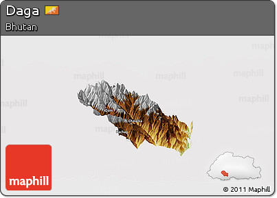 Physical Panoramic Map of Daga, cropped outside