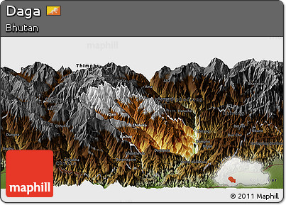 Physical Panoramic Map of Daga, darken