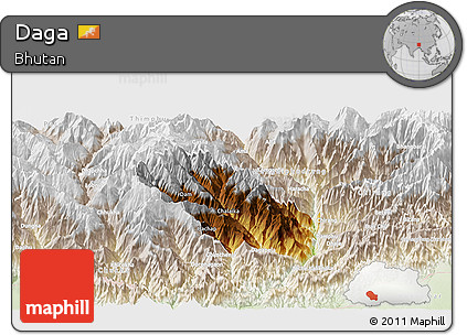 Physical Panoramic Map of Daga, lighten