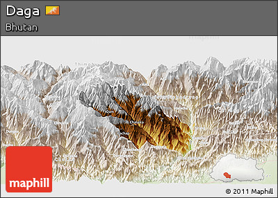 Physical Panoramic Map of Daga, lighten