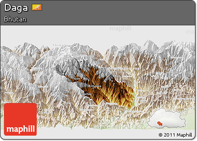 Physical Panoramic Map of Daga, lighten