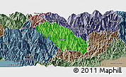 Political Panoramic Map of Daga, semi-desaturated