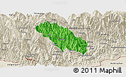 Political Panoramic Map of Daga, shaded relief outside