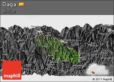 Satellite Panoramic Map of Daga, desaturated